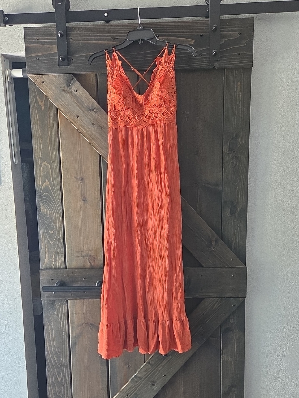 Rue21 Orange Crochet Bodice Maxi Dress